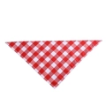 Detailed view of red and white plaid cotton pet bandana with neat stitched edges - Pink and White Plaid