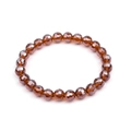Elastic brown faceted glass crystal bead bracelet with shiny polished finish for women - Faceted Brown