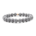 Faceted grey crystal beads bracelet with a single gold accent bead for women - Dark Gray & Matte Gold