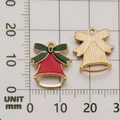 Christmas bell charm in red and green enamel with ruler for size measurement - 10918-Christmas Bell 14x15mm