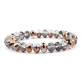 Elegant DIY crystal bead bracelet with faceted grey and rose gold glass beads - Gray Clear & Rose Gold