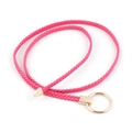 Slim woven waist belt in rose red with gold metal ring buckle for dresses - Rose Red