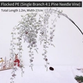 Guirnalda de cedro PE escarchado de 1,2 m con piñas para decoración navideña - Enredadera de Agujas de Pino Flocada de 1.2m (Rama Única)