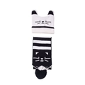Knitted baby winter set featuring a cat face earflap hat and black-white striped scarf - Kids Cat Hat and Scarf Set