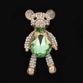 DIY bear jewelry accessory in gold finish with green gemstone and white rhinestones - Light Green