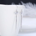 925 sterling silver butterfly fringe earrings with long box chain tassels in silver finish - Butterfly Long Chain Tassel / Butterfly Tassel (SE66)