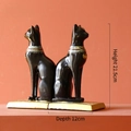 Paire de serre-livres chat égyptien Bastet noir avec base dorée, hauteur 21,5 cm - WX080 Serre-livres Chat Égyptien Noir
