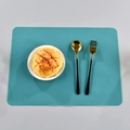 Morandi teal rectangle silicone placemat for dining table heat resistant mat - Green
