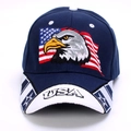 Navy blue baseball cap with eagle head embroidery and USA flag detail on the brim - Adjustable / No.11 Navy Eagle USA