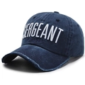 Dark blue washed denim baseball cap with Sergeant Pepper embroidery and distressed brim - Adjustable / Navy Blue