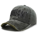 Distressed olive green cotton baseball cap with Sergeant Pepper 3D embroidery detail - Adjustable / Army Green
