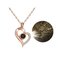 Rose gold heart projection necklace featuring I Love You in 100 languages for Valentine's - Rose Gold Heart Ribbon Style (03)