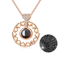 Rose gold heart projection necklace with I Love You in 100 languages for Valentine - Rose Gold Multi-Heart Style (05)