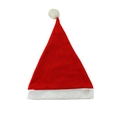Classic red and white velvet Christmas hat with a soft plush pompom on top - Non-woven Christmas Hat