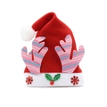 Red Christmas hat with pink antlers, holly decoration and sparkling snowflake patterns - Deer Antler Cap A