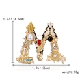Baroque style letter M brooch with pearls and crystals shown with dimension measurements - Letter M