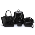 Ensemble 6 pièces de sacs noirs motif crocodile comprenant sac à dos et sacs à main - Ensemble de 6 pièces / Noir