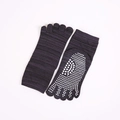 Dark purple striped five-toe yoga socks with white anti-slip dots on the bottom - Deep Purple Stripes Non-slip