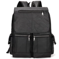 Mochila vintage de cuero PU negro para hombre con compartimento para laptop y bolsillos - 14" / Negro