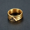 Goldener Edelstahlring mit Nummer 33 Dreieck Emblem und gebürstetem Finish - US 7 / Gold