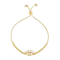 Adjustable golden evil eye bracelet featuring micro-pasted cubic zirconia stones - Evil Eye