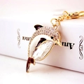 Sparkling dolphin keychain with crystal and rhinestones for women bags and keys - White
