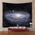 Detailed view of cosmic spiral galaxy tapestry hanging behind a red sofa in modern living room - 73X95CM (Cross-border Brushed) / Grand Spiral Galaxy (GT102017)