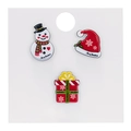 Detailansicht von Schneemann und Geschenkbox Acryl-Weihnachtsbrosche auf Displaykarten - Schneemann/Weihnachtsmütze/Geschenkbox 3-teiliges Set