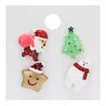Detailansicht des 4-teiligen Harz-Weihnachtsbrosche-Sets mit Weihnachtsmann und Baum - Weihnachtsmann/Weihnachtsbaum/Stern/Eisbär 4-teiliges Set