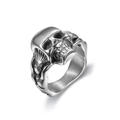 Anello teschio gotico da uomo in acciaio inossidabile argento retrò inciso in 3D - US 7 / Color Acciaio