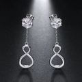 925 sterling silver drop earrings with infinity symbol pendant and round cubic zirconia - Infinity Figure 8 Dangle / Infinity Symbol (SE56)
