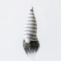 Gnomo di Natale nordico con cappello di feltro grigio e lunga barba bianca di peluche - No.5 (Grigio/Bianco Righe Maglia)