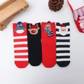 Set de cuatro calcetines navideños de algodón con motivos 3D de renos y Papá Noel - Talla única / Mezcla de Papá Noel azul