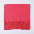 Folded rose pink cashmere-feel scarf with elegant fringe details for autumn and winter - Rose Red