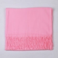 Pink cashmere feel scarf with fringe tassels in a minimalist solid color design - Hot Pink
