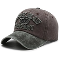 Casquette de baseball délavée marron et verte avec broderie effet vieilli - Réglable / Café (Patchwork Vert Gris)