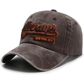 Vintage washed brown baseball cap with Always 75 New York City 3D embroidery - Adjustable / Brown