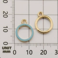 Blue enamel and gold hollow circular alloy pendants shown with measurement ruler - Lake Blue Ring Pendant (11002)