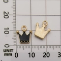 Crown shaped enamel alloy pendants in gold and black with millimeter scale measurement - Black Crown Pendant (11909)