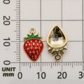 Miniature red strawberry enamel alloy pendant for DIY jewelry making with gold finish - Burgundy Strawberry