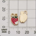 DIY strawberry enamel pendant charm in red and gold with mm scale measurement background - Red Strawberry