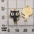 Schwarzer Emaille-Katzenanhänger in Goldoptik für Halsketten, Größe 21mm x 17mm - Schwarze Katze