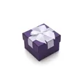 Purple jewelry box with white ribbon bow for rings and earrings featuring textured paper - 7*7*5cm / White and Deep Purple