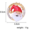 Christmas Santa Claus brooch with Merry Christmas ring and white rhinestones - Wreath Santa Claus