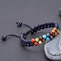 Detail of handmade dual-layer galaxy bracelet with multi-color natural stone beads - Eight Planets Style 12