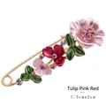 Spilla tulipano rosa in lega con rivestimento in smalto e strass viola per eleganti - Incontro Rosa