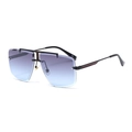 Frameless square sunglasses with purple-blue gradient lenses and black metal top bar - Black/Gradient Grey Blue