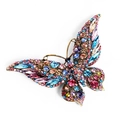Vintage gold butterfly brooch with colorful crystals on a clean white background - Multi-color