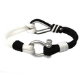 Bracciale in paracord 550 intrecciato bianco e nero con fibbia ad anello a D in acciaio inox - Bianco + Nero a Forma di Cuore