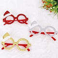 Glitter Christmas glasses set in red silver and gold with festive Santa hat design - CHYJ-26 Mini Hat Decorative Glasses